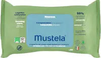 دستمال مرطوب موستلا اصل فرانسه 99%  اب ، ضد حساسیت 60 عددی  mustela baby wet wipes