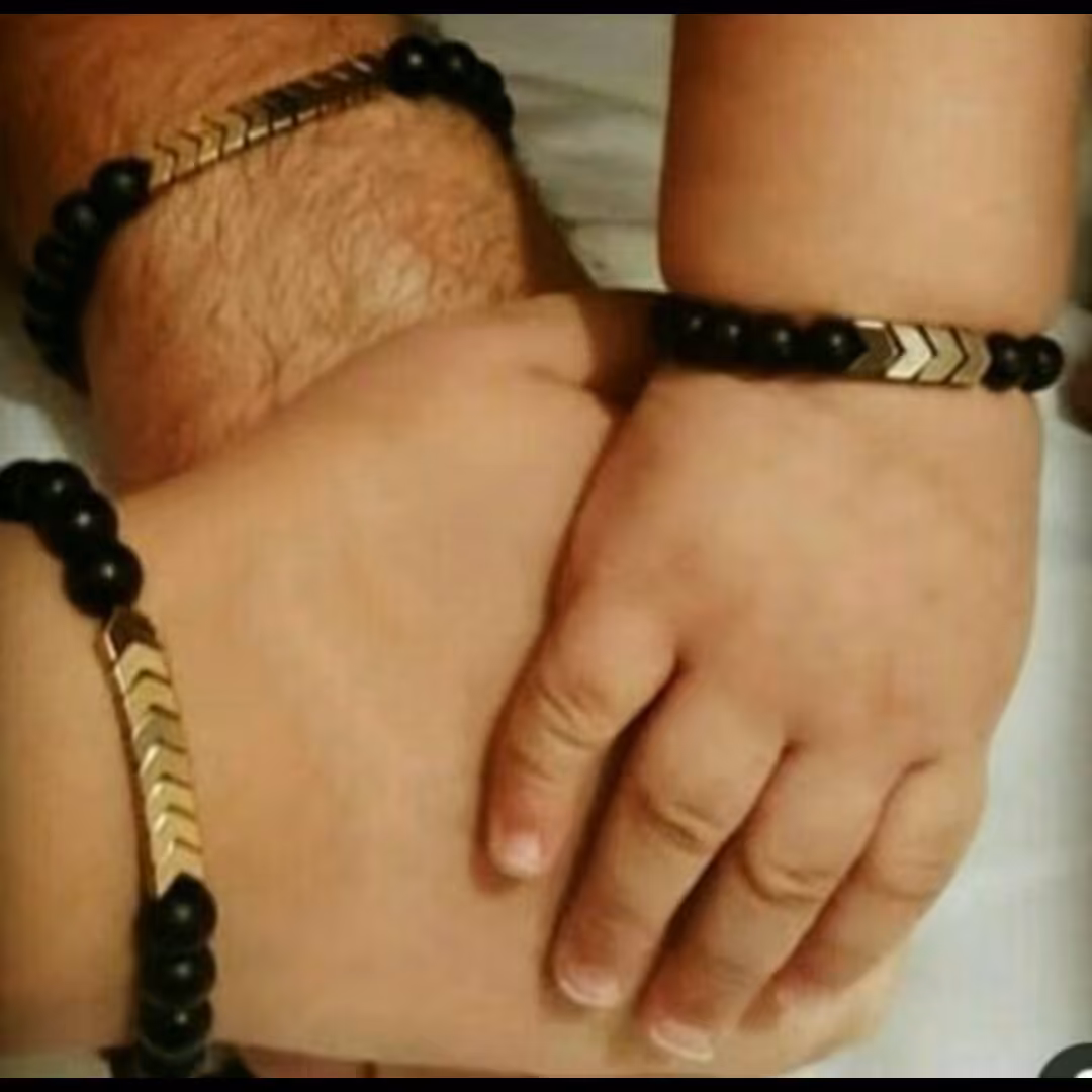 ست دستبند سنگ اونیکس وسنگ حدید