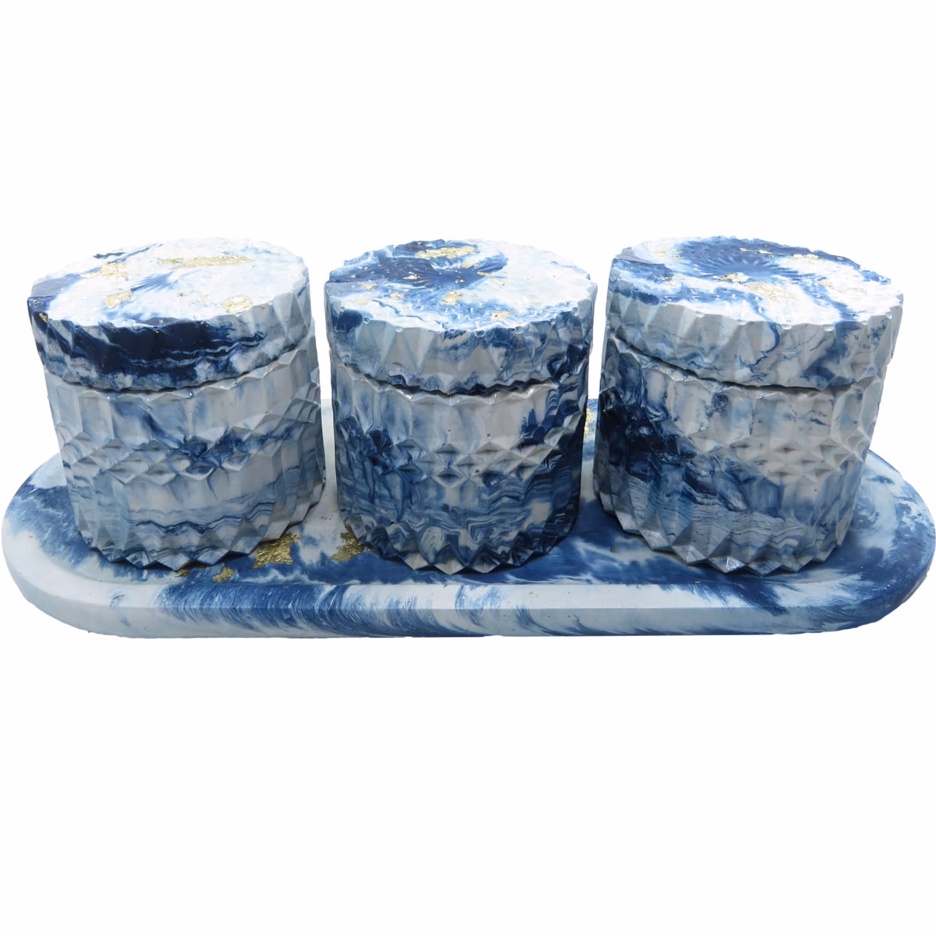 بانکه جا ادویه نقش برجسته  سه تایی همراه سینی