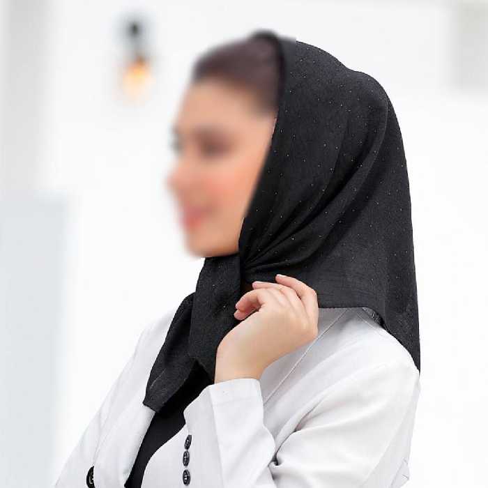 مینی اسکارف نگین دار رنگ مشکی مات ارسال رایگان (باندانا) 