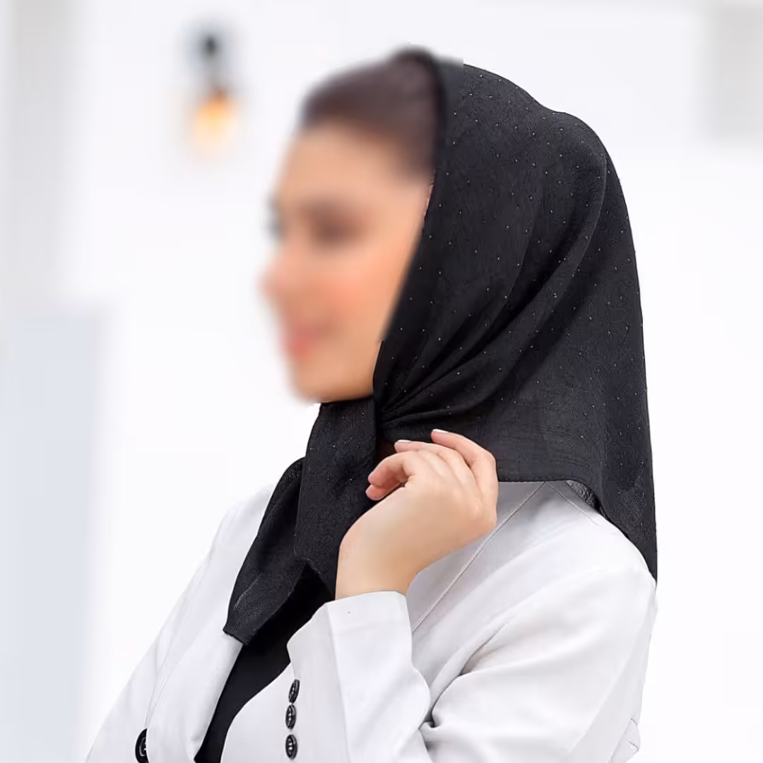 مینی اسکارف نگین دار رنگ مشکی مات ارسال رایگان (باندانا) 