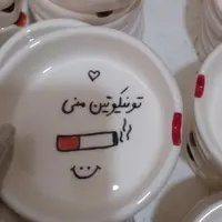 زیر    سیگاری  سرامی   کاملا  دست ساز  با طرح‌ونوشته   جذاب