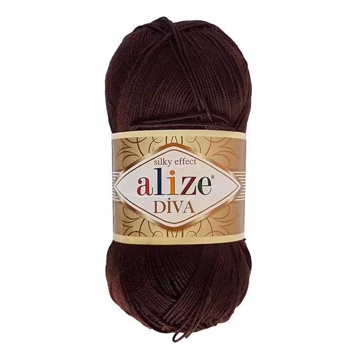 کاموا آلیز دیوا قهوه ای (بسته 5 عددی - 5 کلافی)(alize DIVA) (کاموا کتان ترک نازک مخصوص قلاب بافی)(100 گرمی - 350 متر)