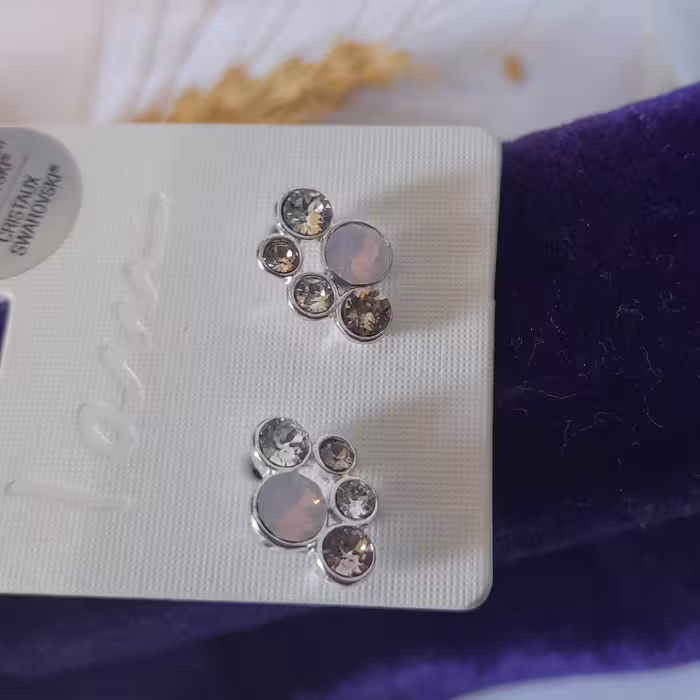 گوشواره گل نیمه یاقوتی