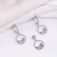 نیم ست نقره طرح مرغابی زیبا قالب طلا سفید کد 16340