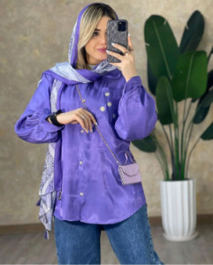 مانتو اسپرت زنانه ساتن 1774 مدل شومیزگلدوزی بابونه