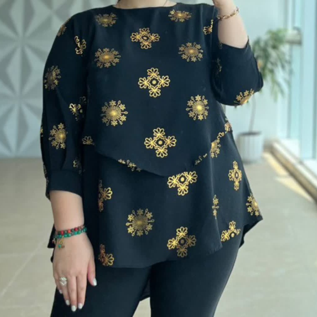 تونیک ابروبادی طلاکوب سایز 46تا56 قواره دار
