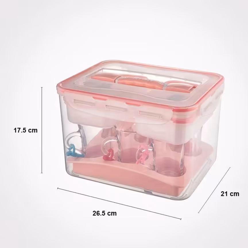 ست چای وصبحانه خوری 6 نفره،  در رنگهای صورتی،  وانیلی و پاستیلی 