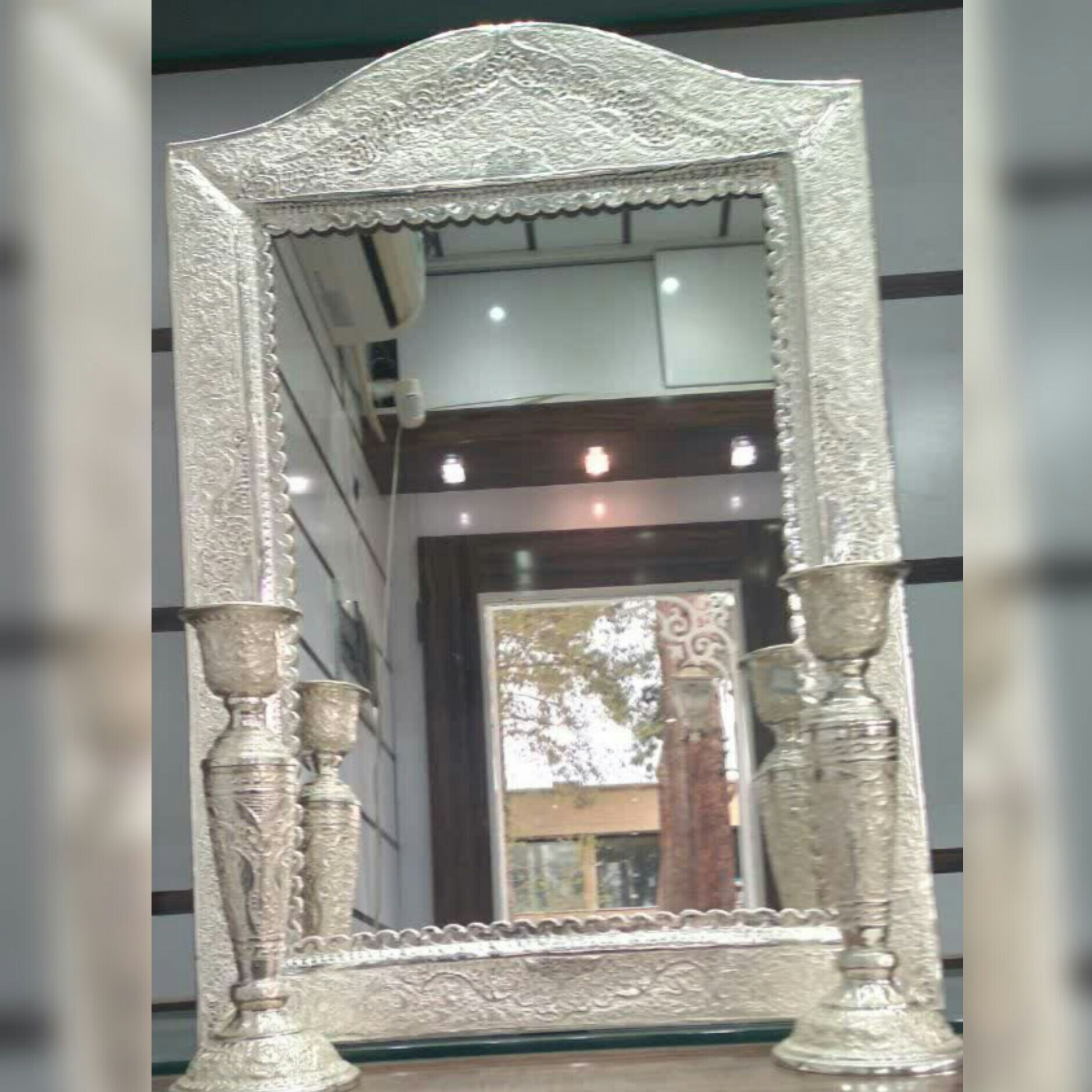 آینه شمعدان قلمزنی