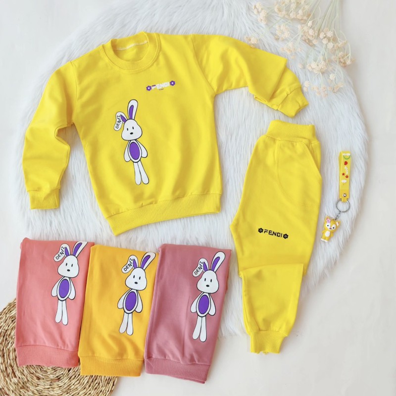 بلوز شلوار خرگوشی سایز ( 40 و45 ) بلوز شلوار زرد لباس بچه گانه پنبه ارسال رایگان