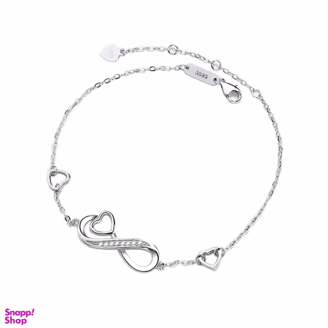 دستبند نقره زنانه مدل بی نهایت و قلب کد B2080