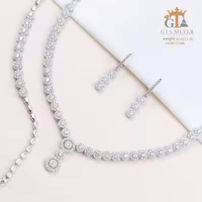 سرویس نقره طرح فلاوری درشت و جدید نکین زیرکونیا کد 11266