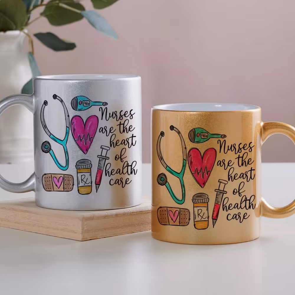 ماگ پرستار (لیوان) کد 10 مخصوص هدیه روز پرستار از جنس سرامیک با کیفیت درجه یک و رنگ نقره ای 