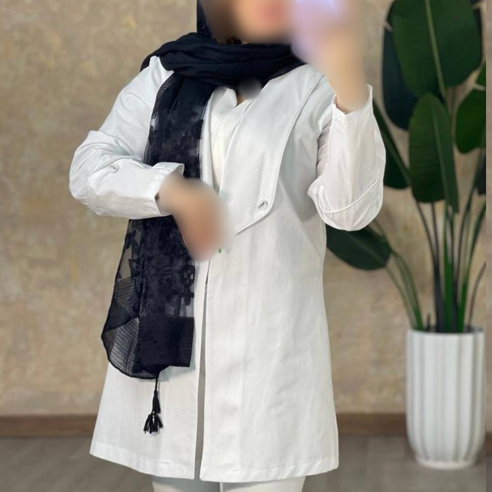 کت مغزی دوزی جنس لنین فریسایز36تا44قد85رنگ سفید