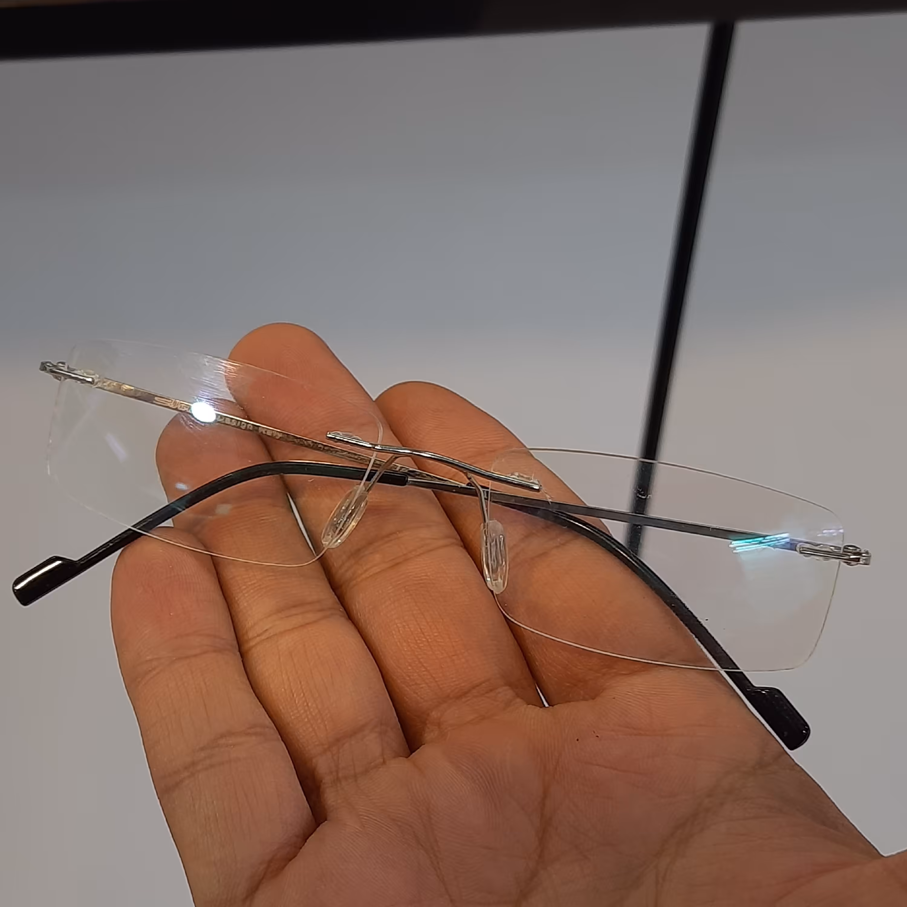 ست دو عددی عینک  بی فریم رنگ نقره ای 