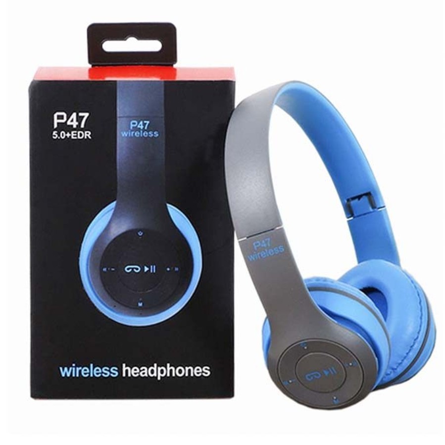 هدفون بیسیم P47 در 2 رنگ مشکی و ابی