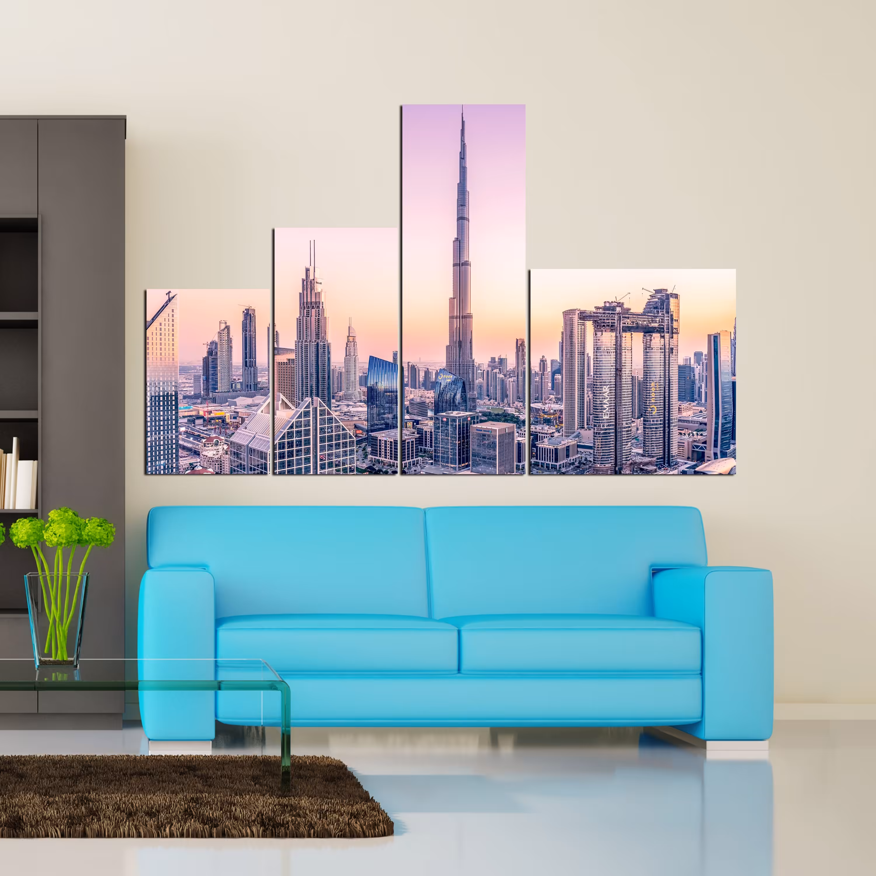 تابلو شاسی 4 تکه طرح تصویر شهر کد 157 سایز 90x140 سانتیمتر