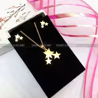 نیمست استیل طرح ستاره گوشواره گردنبند و زنجیر استیل رنگ ثابت2
