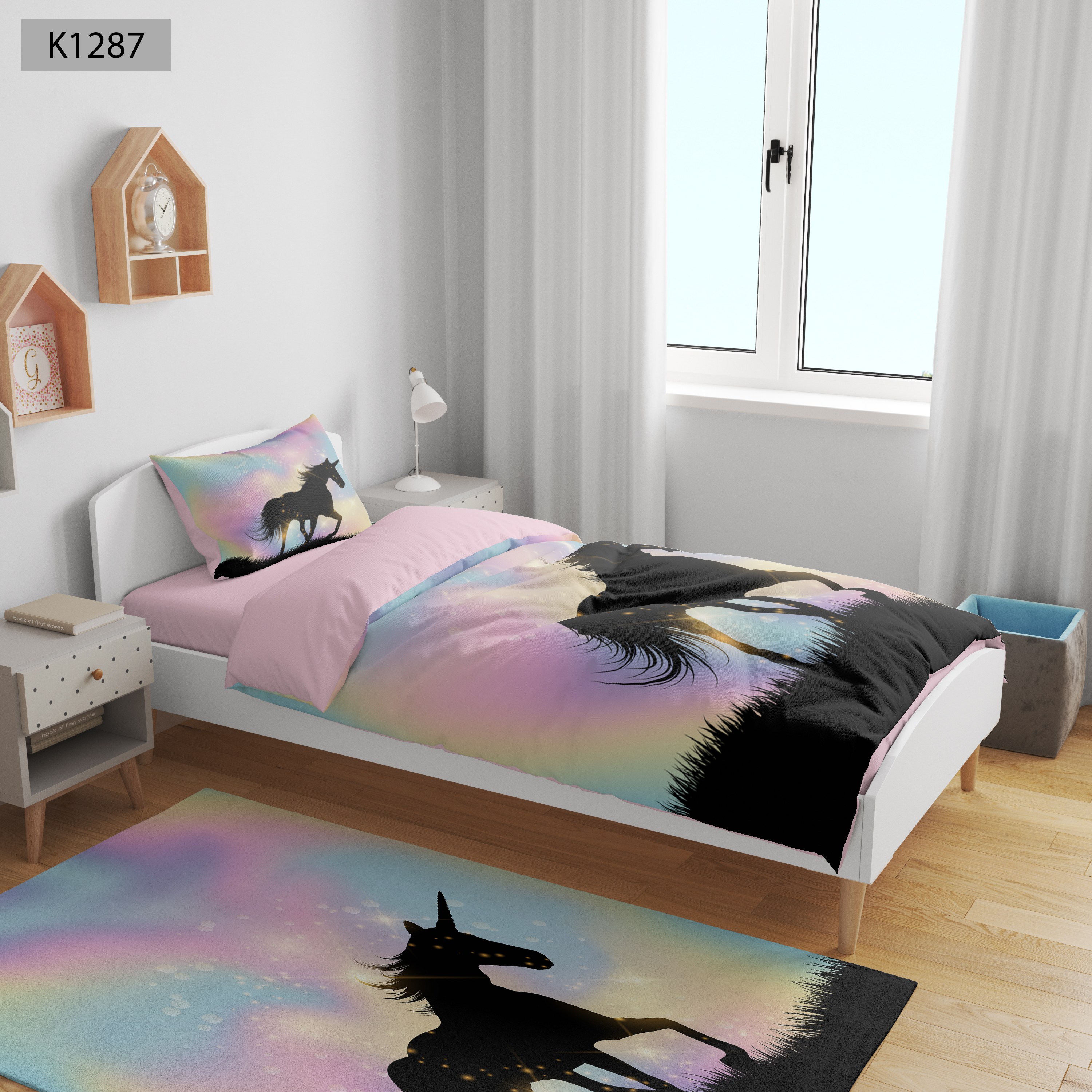 ست رو تختی چاپی 4 تیکه کالیفرنیا یک نفره   کد1287