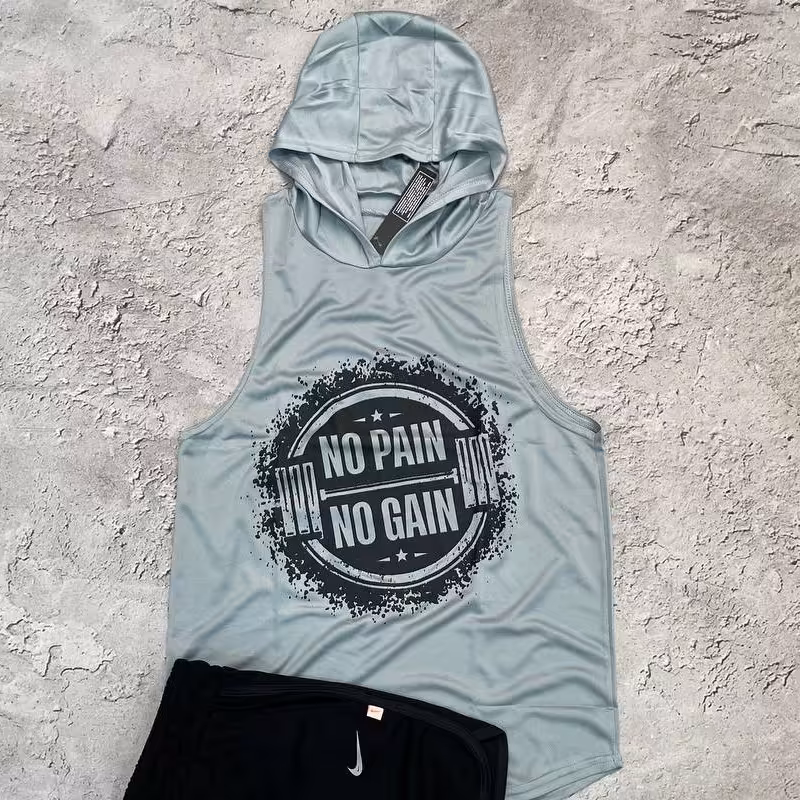 کاور کلاهدار حلقه ای NO PAIN  NO GAIN جنس فلامنت سوزنی رنگ توسی