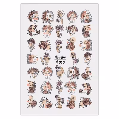 برچسب لنز ناخن نوشه مدل چهره کوبیسم کد N010