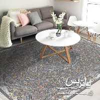 فرش پاتریس 1200شانه  طرح مهتاب طوسی کناره 2متری