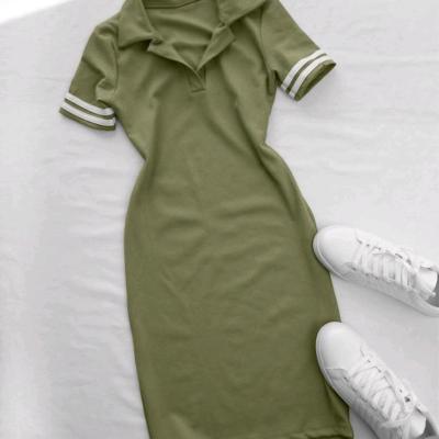 تونیک فانتزی یقه دار آستین نواری