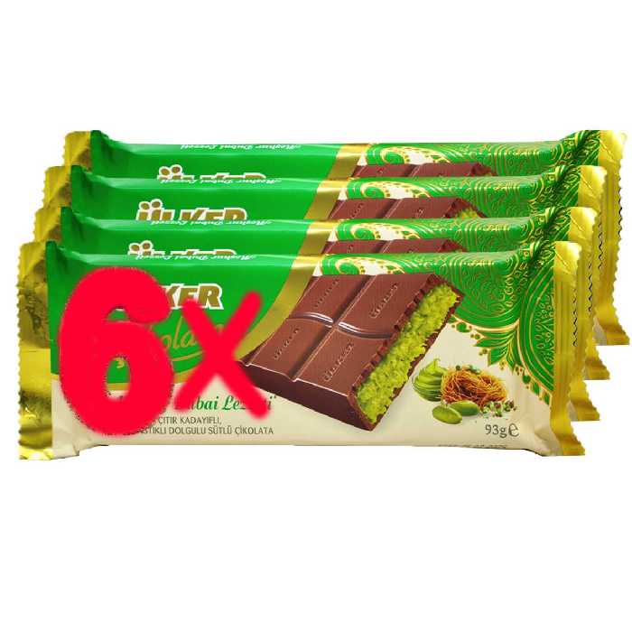 شکلات دبی اولکر 6 تایی با فیلینگ کادایف و پسته کنافه - ulker