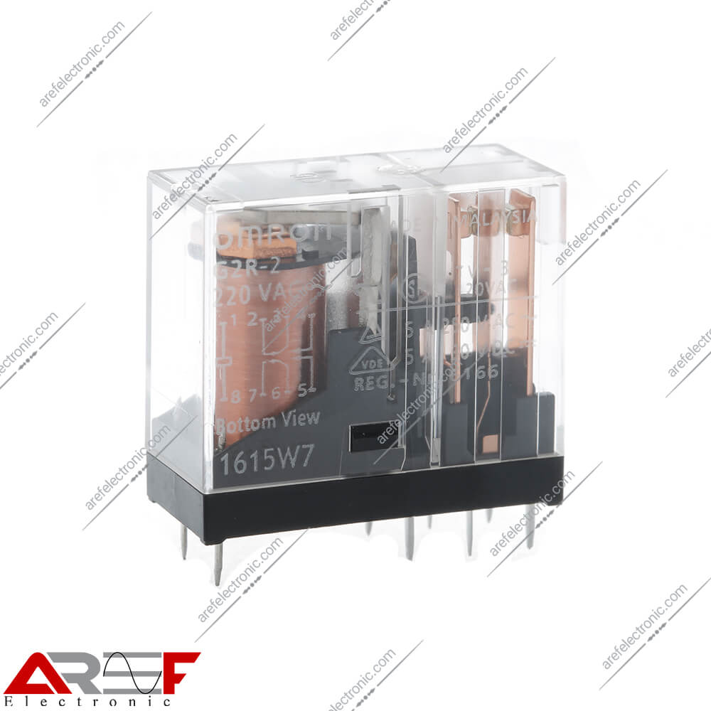 رله امرن G2R-2 دارای 220 ولت 5 آمپر 8 پین - فروشگاه عارف الکترونیک