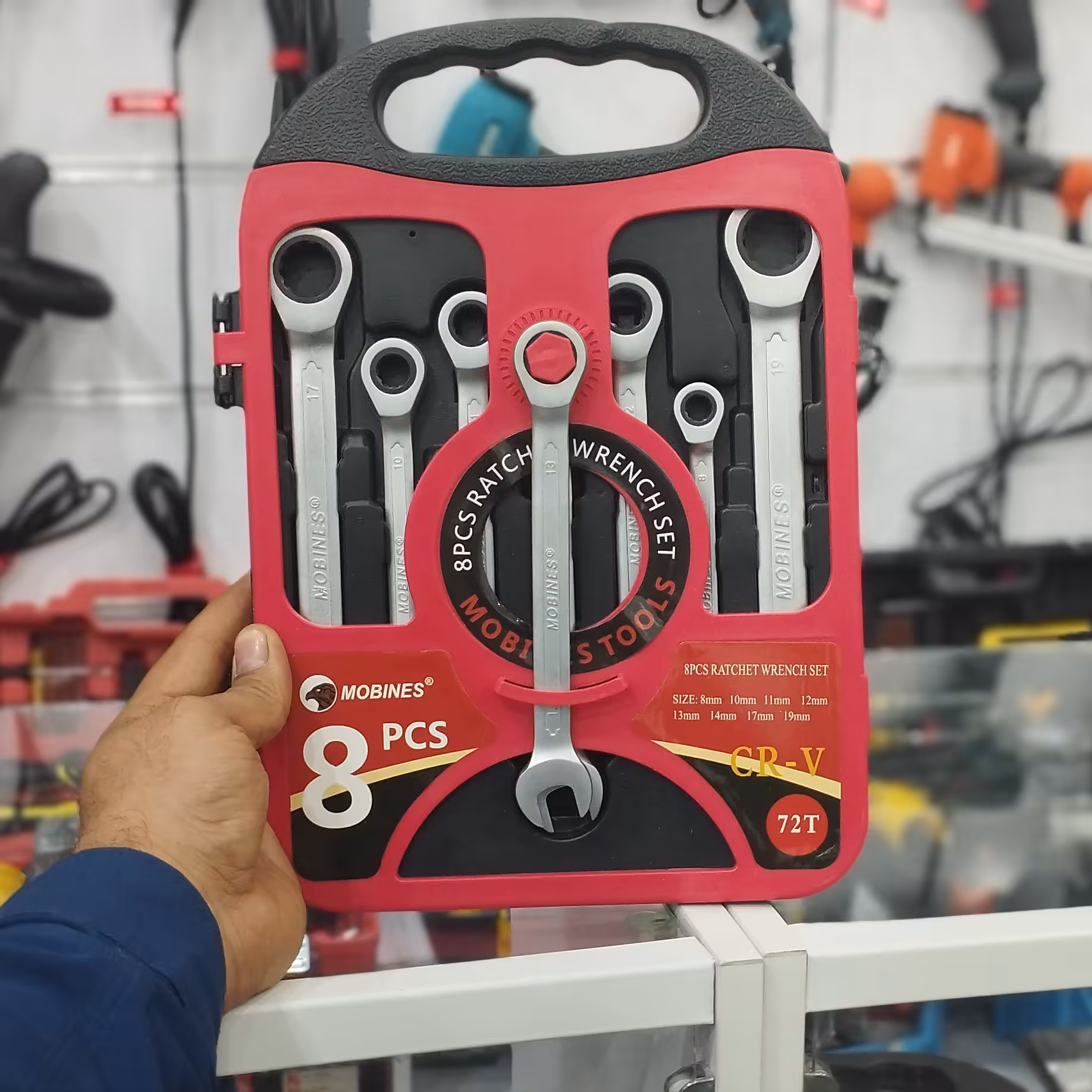 ست آچار 8عددی یکسر رینگ جغجغه ای مارک موبینس (سایز 8.10.11.12.13.14.17.19) ارسال رایگان آوان ابزار 