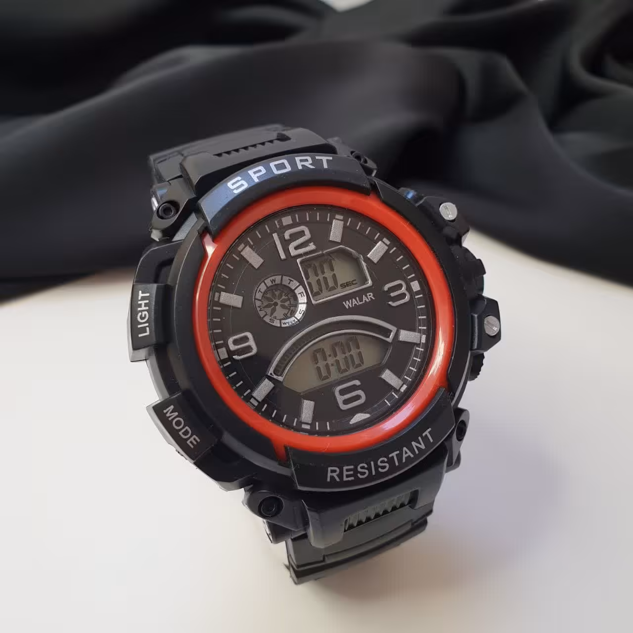 ساعت طرح جی شاک دارای آلارم و کرنومتر