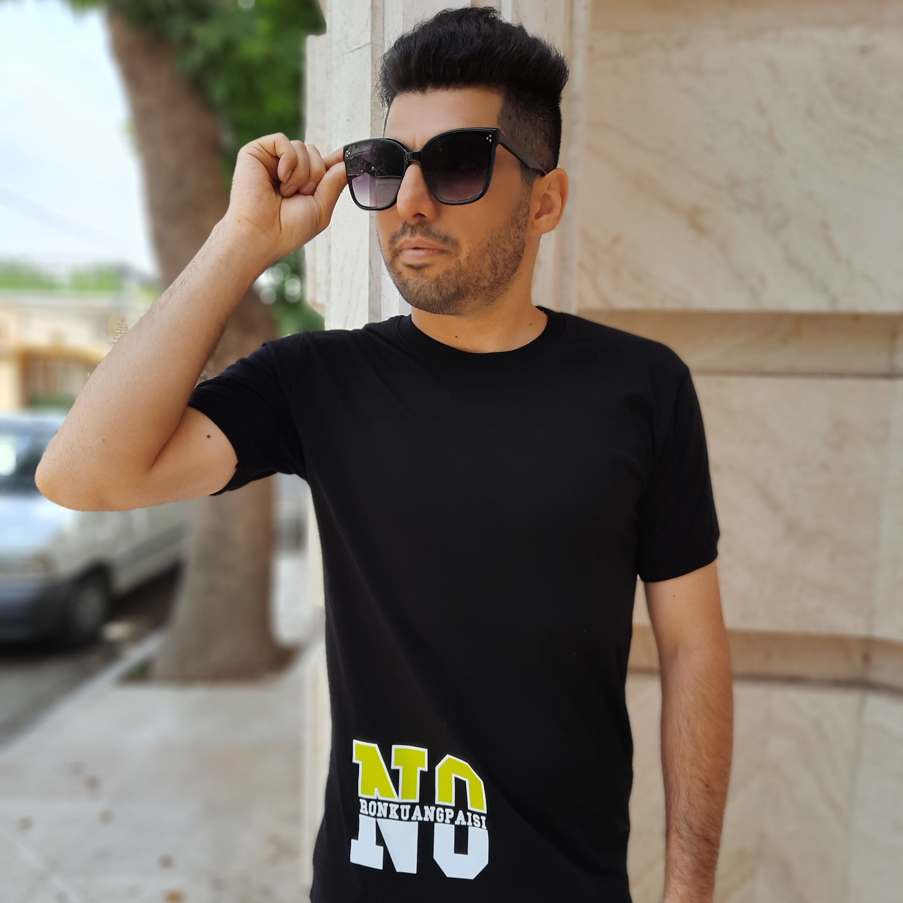 تیشرت مدل طرح no جنس نخ پنبه یقه استین کش