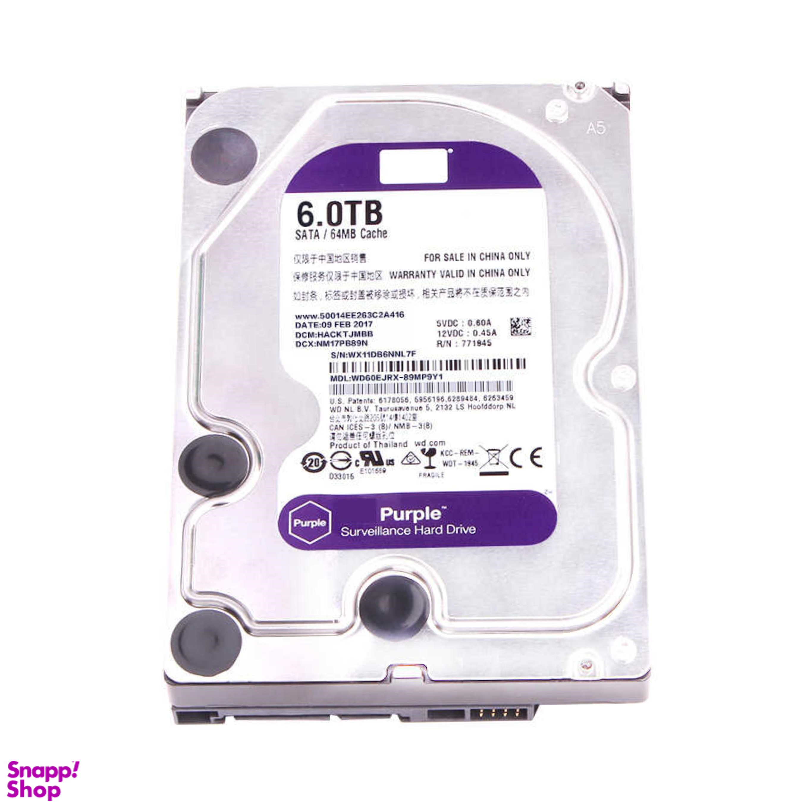هارددیسک اینترنال وسترن دیجیتال مدل Purple WD60EJRX ظرفیت 6 ترابایت