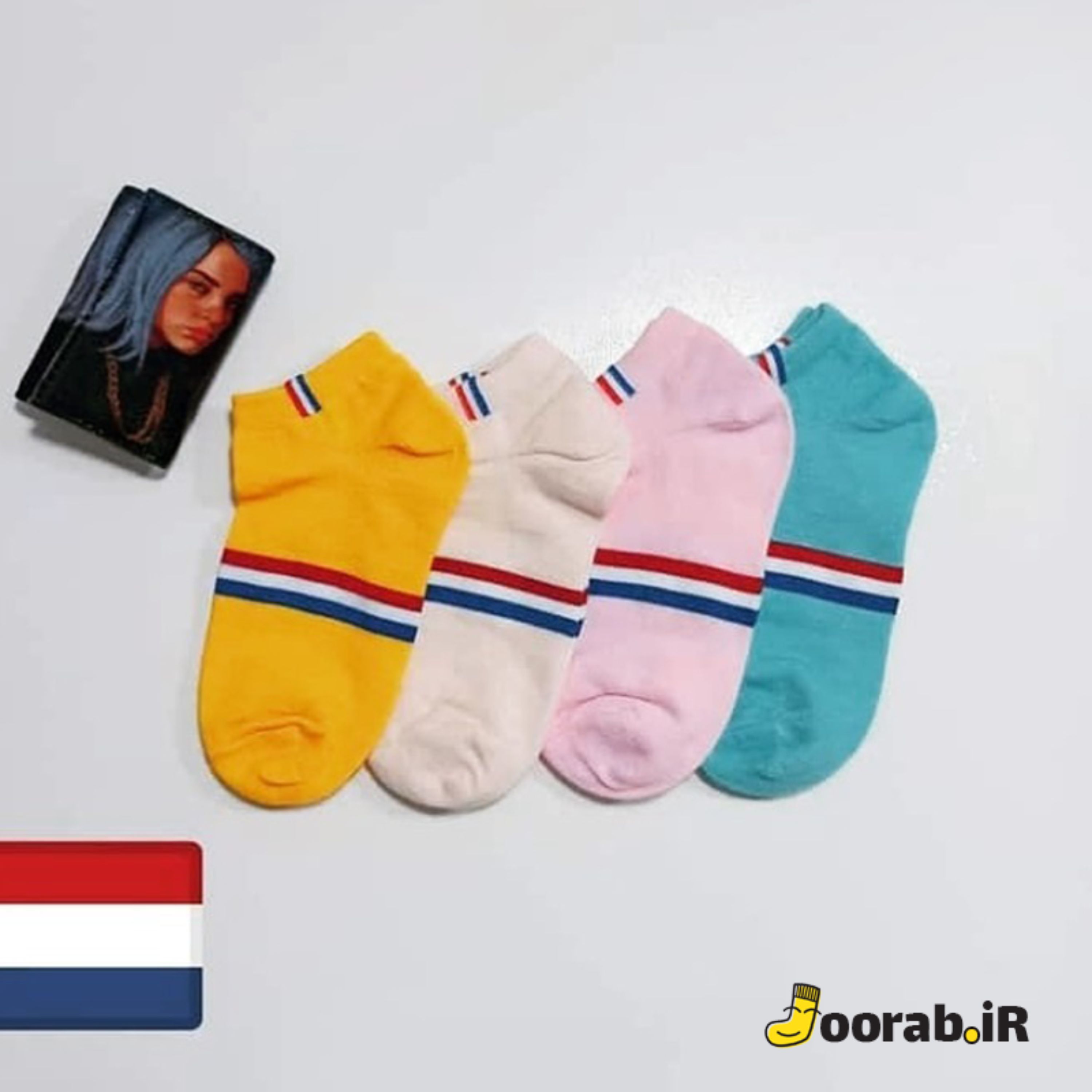 جوراب مچی اسپرت ورزشی طرح رینگی زرد