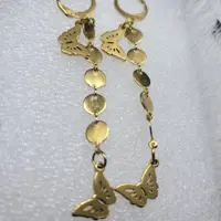 گوشواره خلخال پروانهاستیل ضد حساسیت روکش طلا رنگ ثابت کد (458)