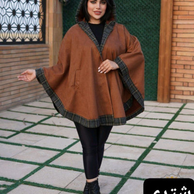 پانچو بافت زنانه سوییت مدل کلاهدار