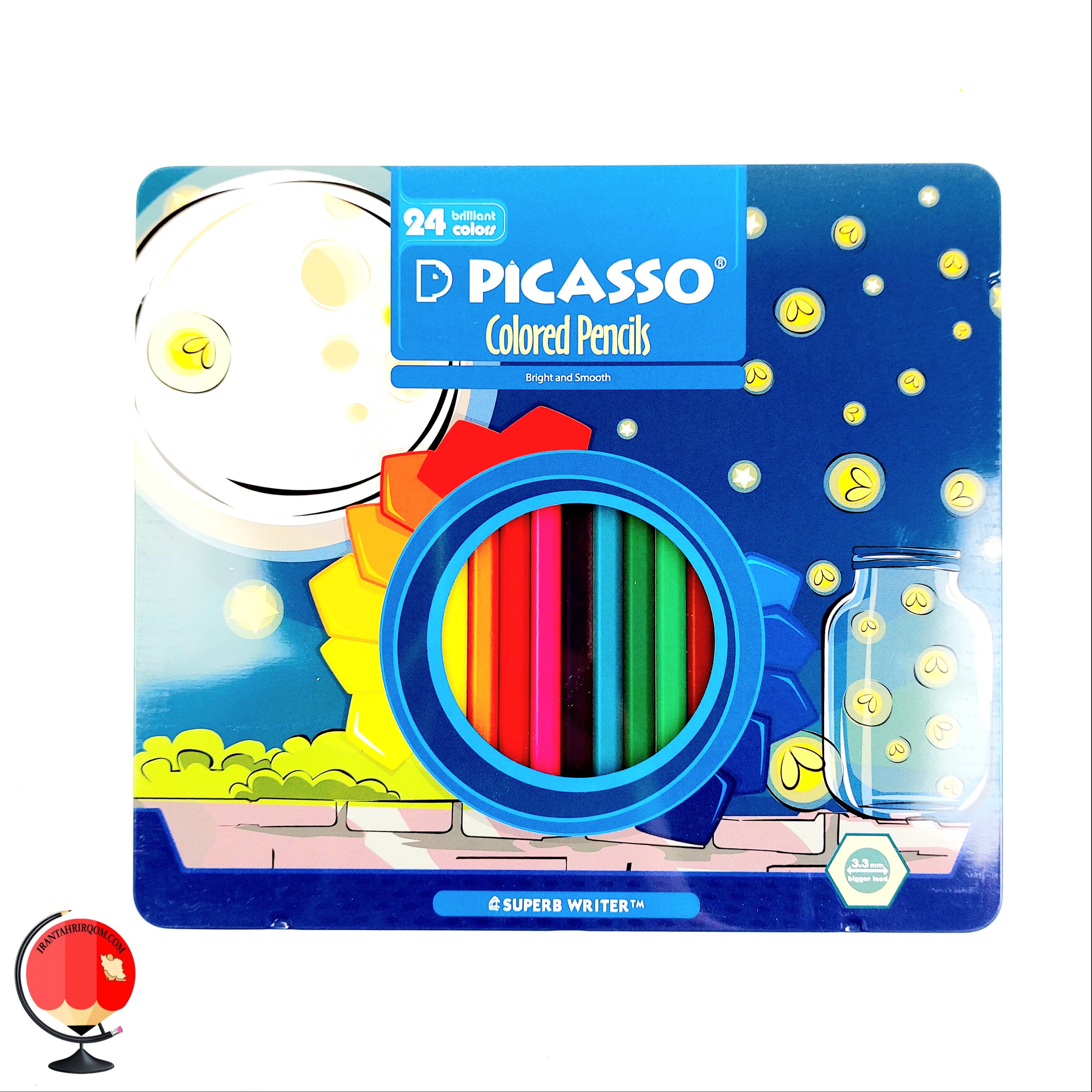 مداد رنگی 24 رنگ پیکاسو جعبه فلز picasso آبی کد 1484