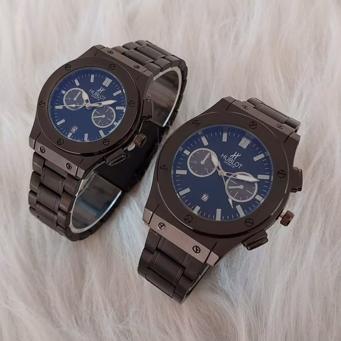 ست ساعت زنانه مردانه بنداستیل هابلوت دهکده ساعت مشهد