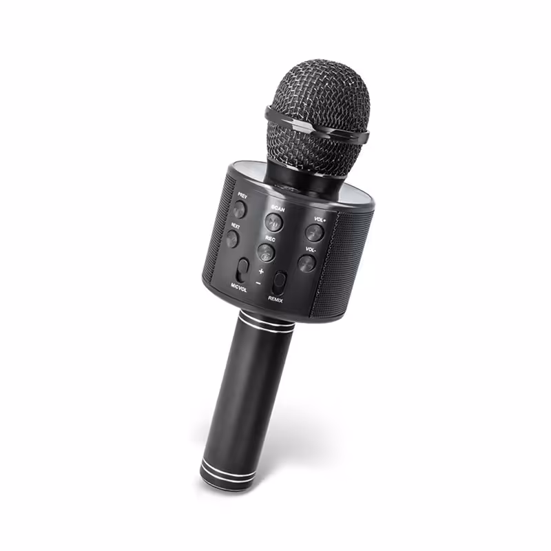 میکروفون اسباب بازی اسپیکر دار مشکی مدل 858