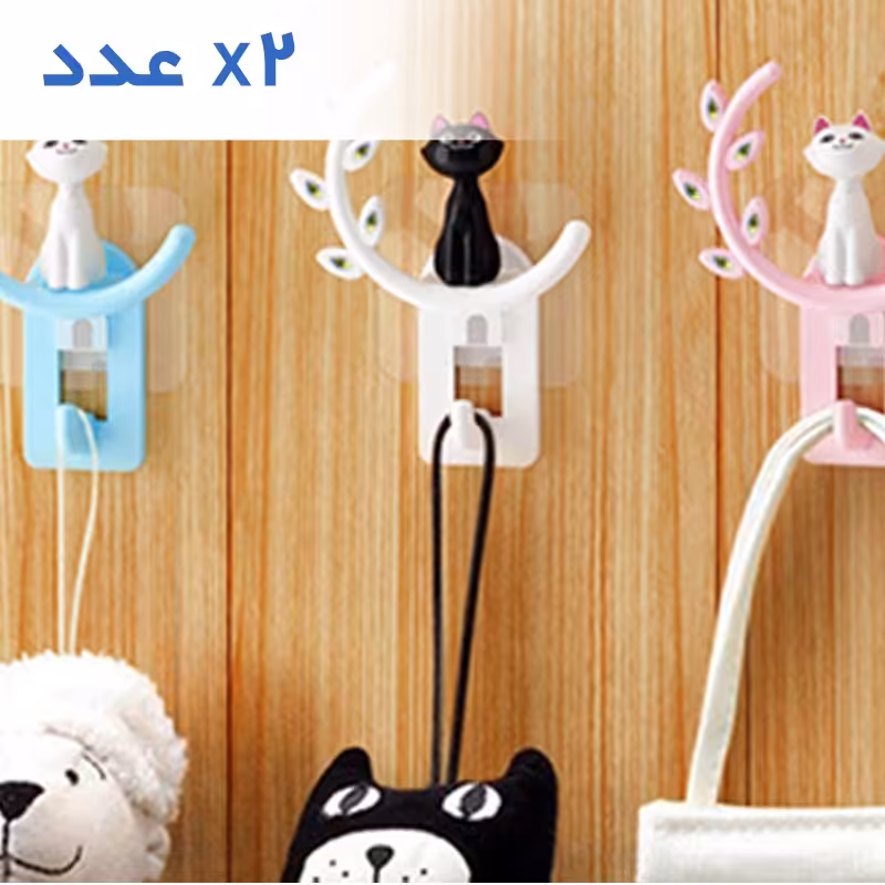 آویز چند کاره ی طرح گربه بسته ی 2 عددی با نصب سریع و آسان