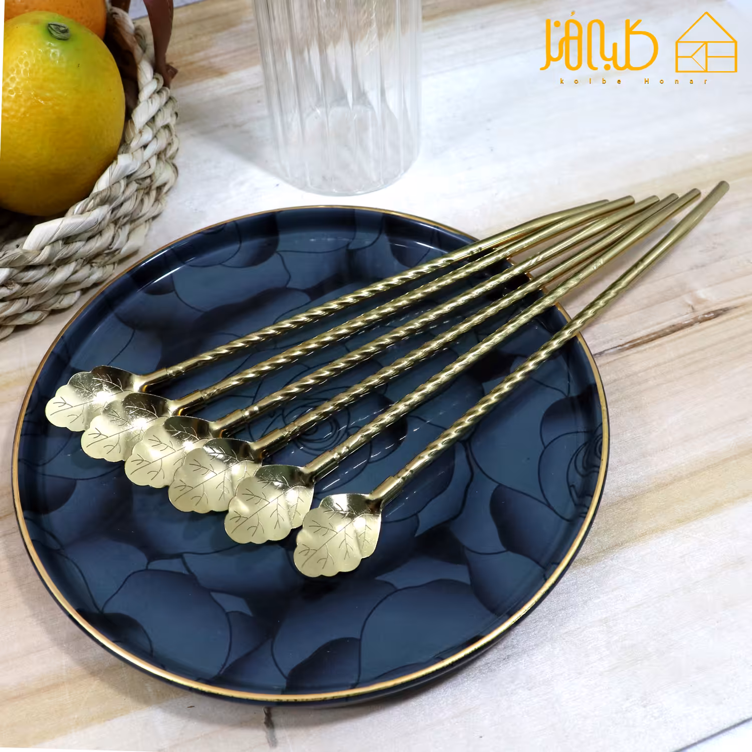 نی استیل قاشق دار طلایی