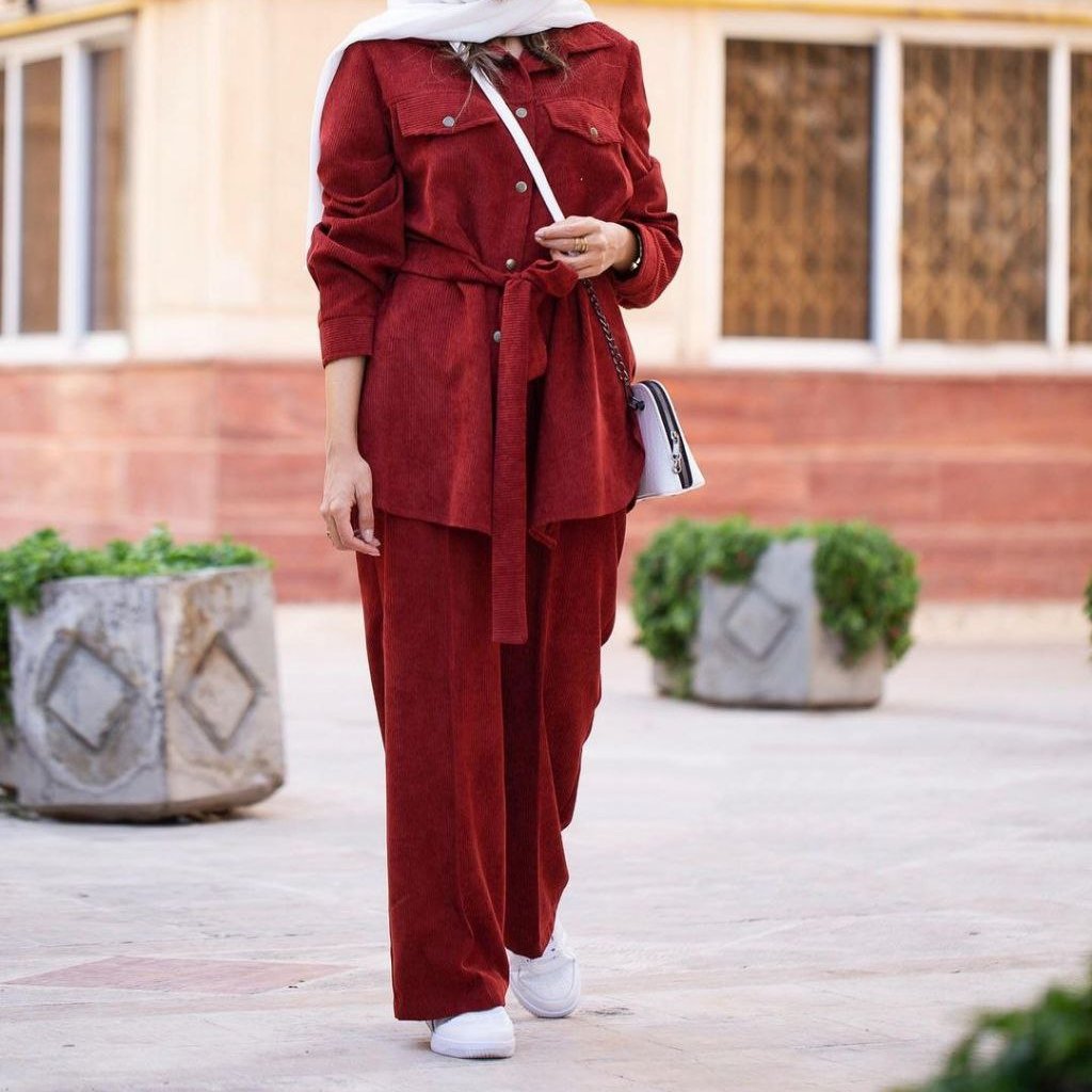 مانتو شلوار مخمل کبریتی