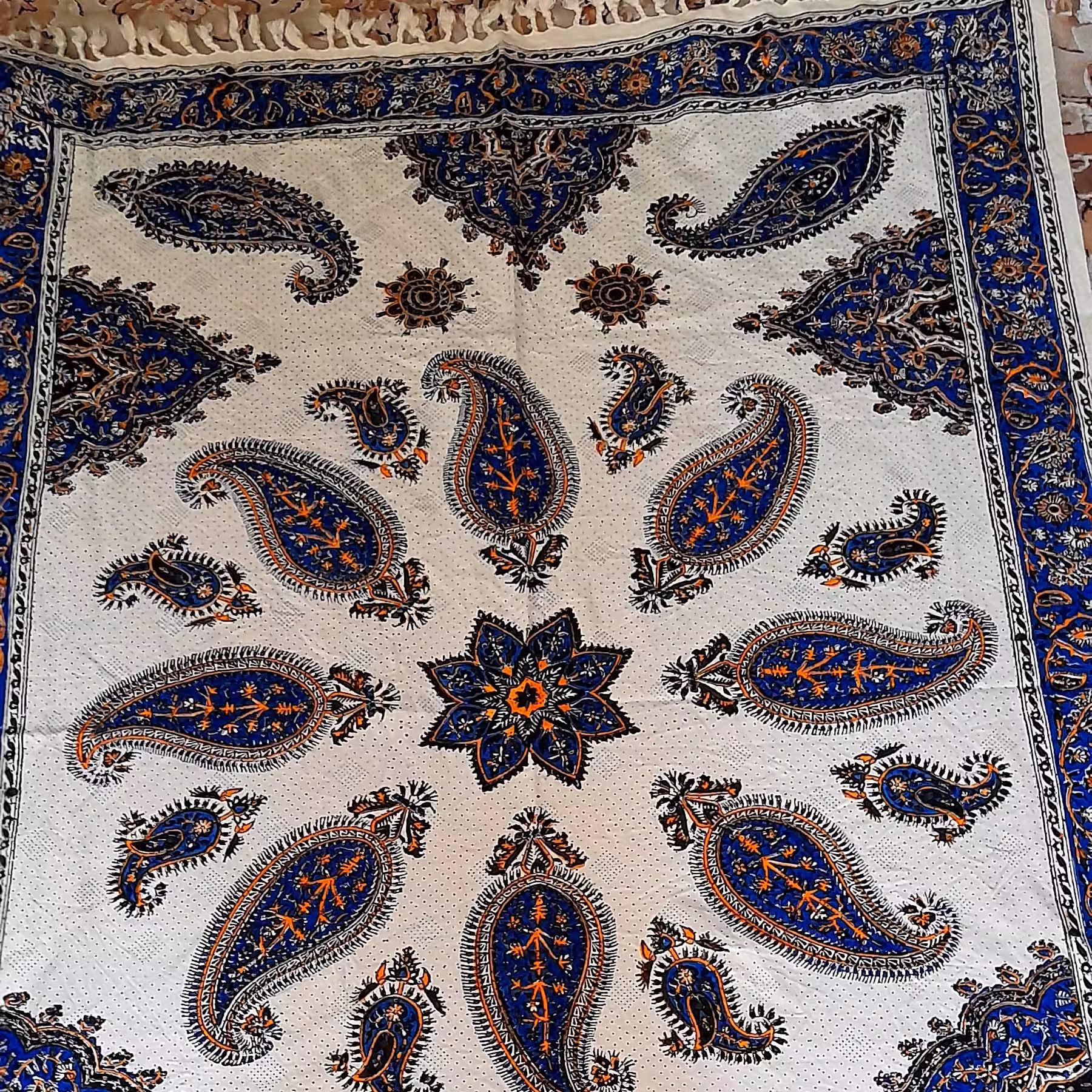 سفره قلمکار سنتی 6نفره آبی