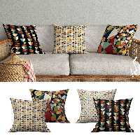 چهار عدد کاور کوسن طرح MCM) Mid-century modern)دو رو مخمل پورش  زیپ مخفی-سایز 40