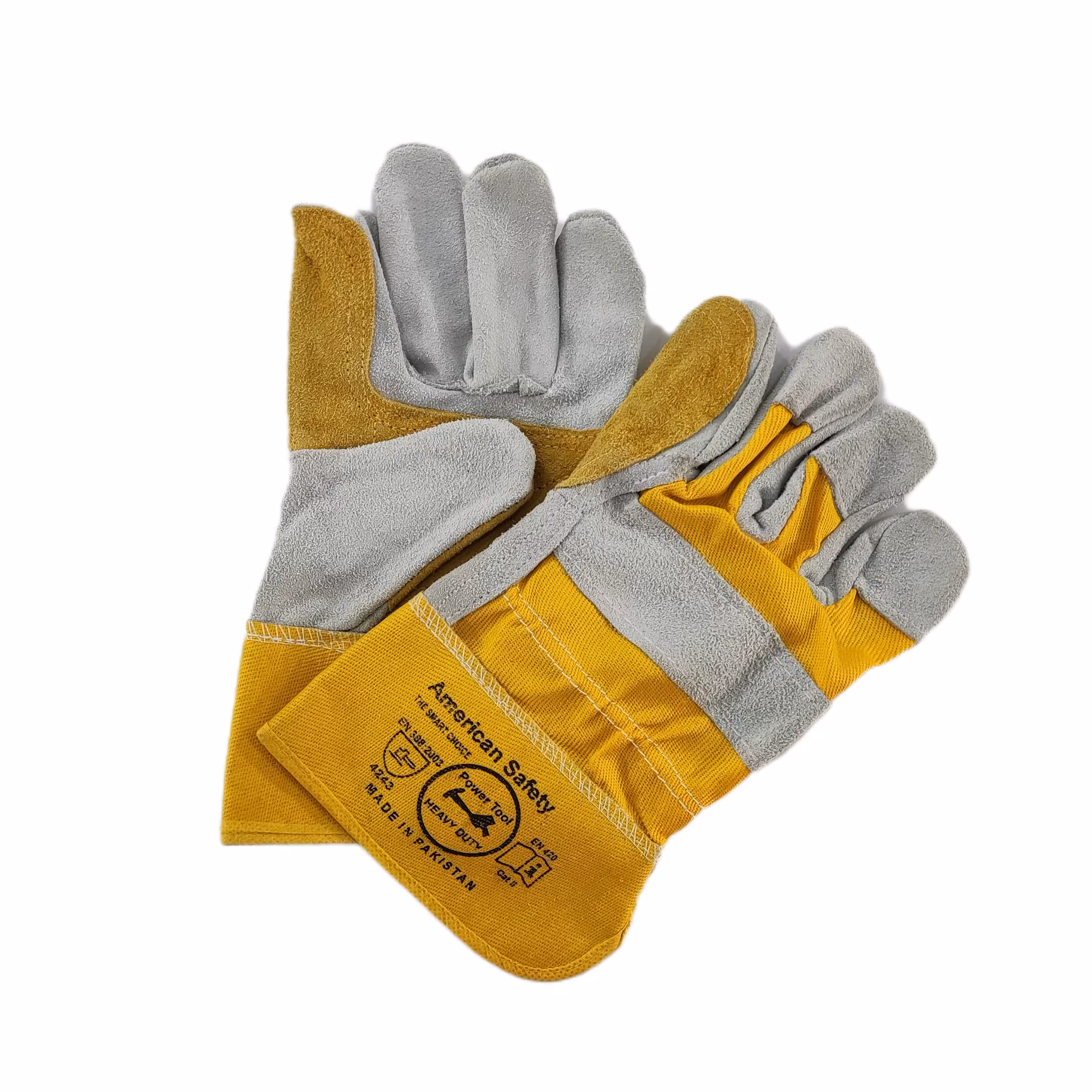 دستکش  کف چرم دوخت  مناسب باغبانی (زرد)