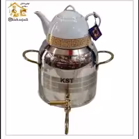 کتری و قوری استیل شیردار دسته طلایی KST 