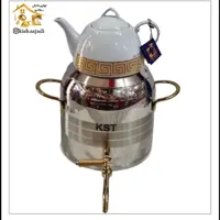 کتری و قوری استیل شیردار دسته طلایی KST 
