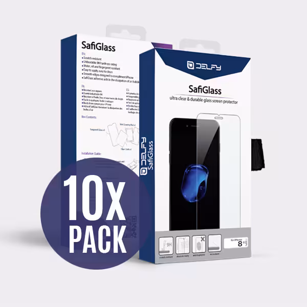 دلفی پک 10 تایی گلس محافظ صفحه نمایش مدل SafiGlass Screen Protector مخصوص آیفون 8 - Hiapple.ir