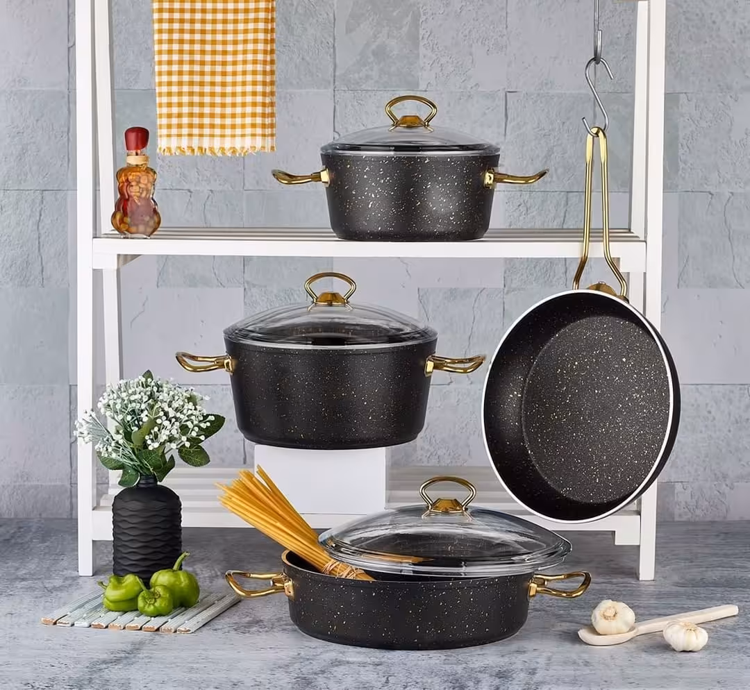 سرویس 7 پارچه قابلمه گرانیت مشکی پاچی ترکیه Paci