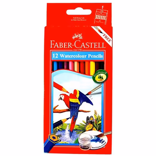 مداد آبرنگی 12 رنگ فابرکاستل Faber-Castell جعبه مقوایی